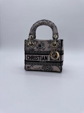 CHRISTIAN DIOR Mini Lady Dior Toile de Jouy Embroidered Bag